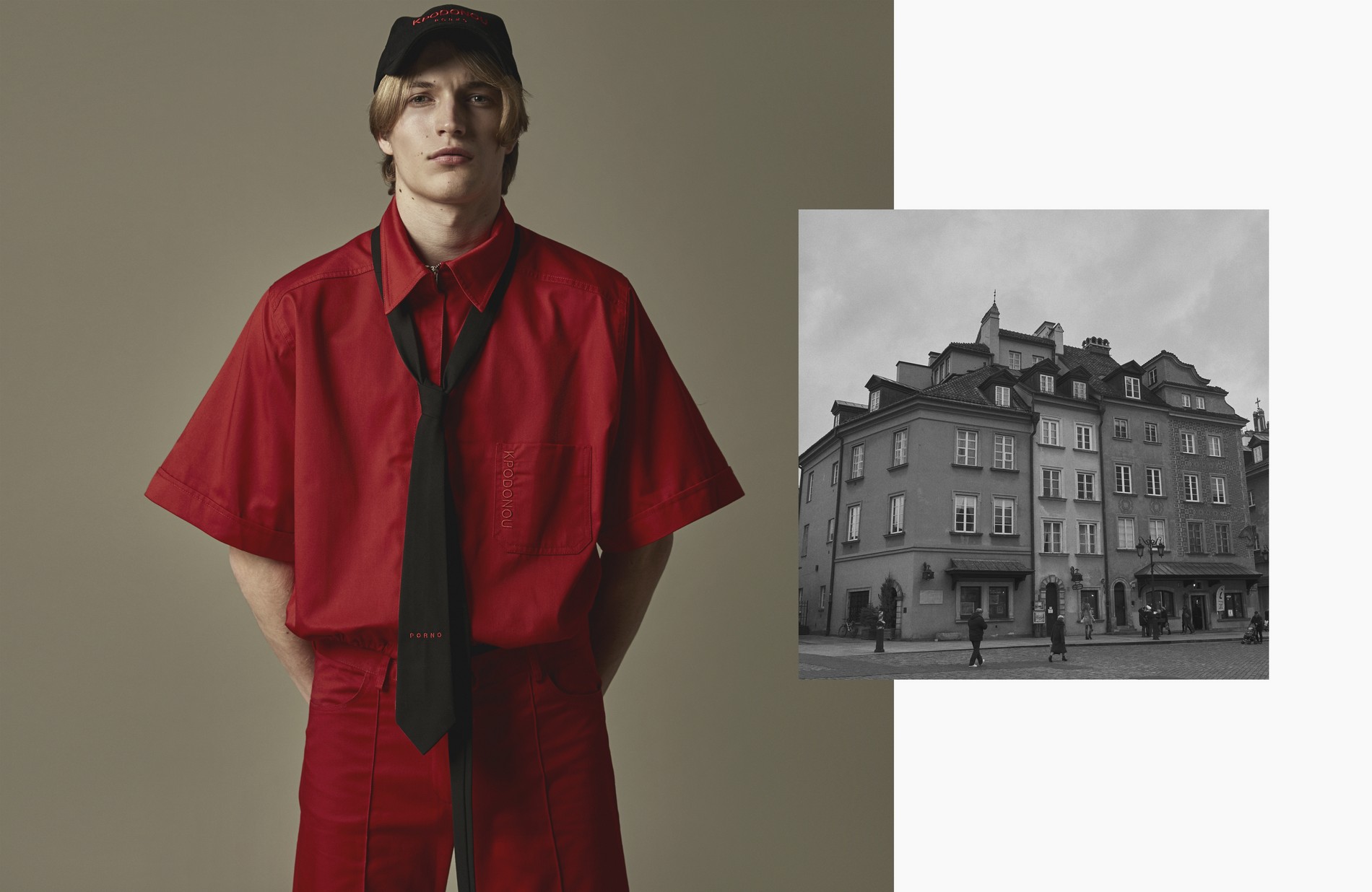 Red suit, cap, tie KPODONOU