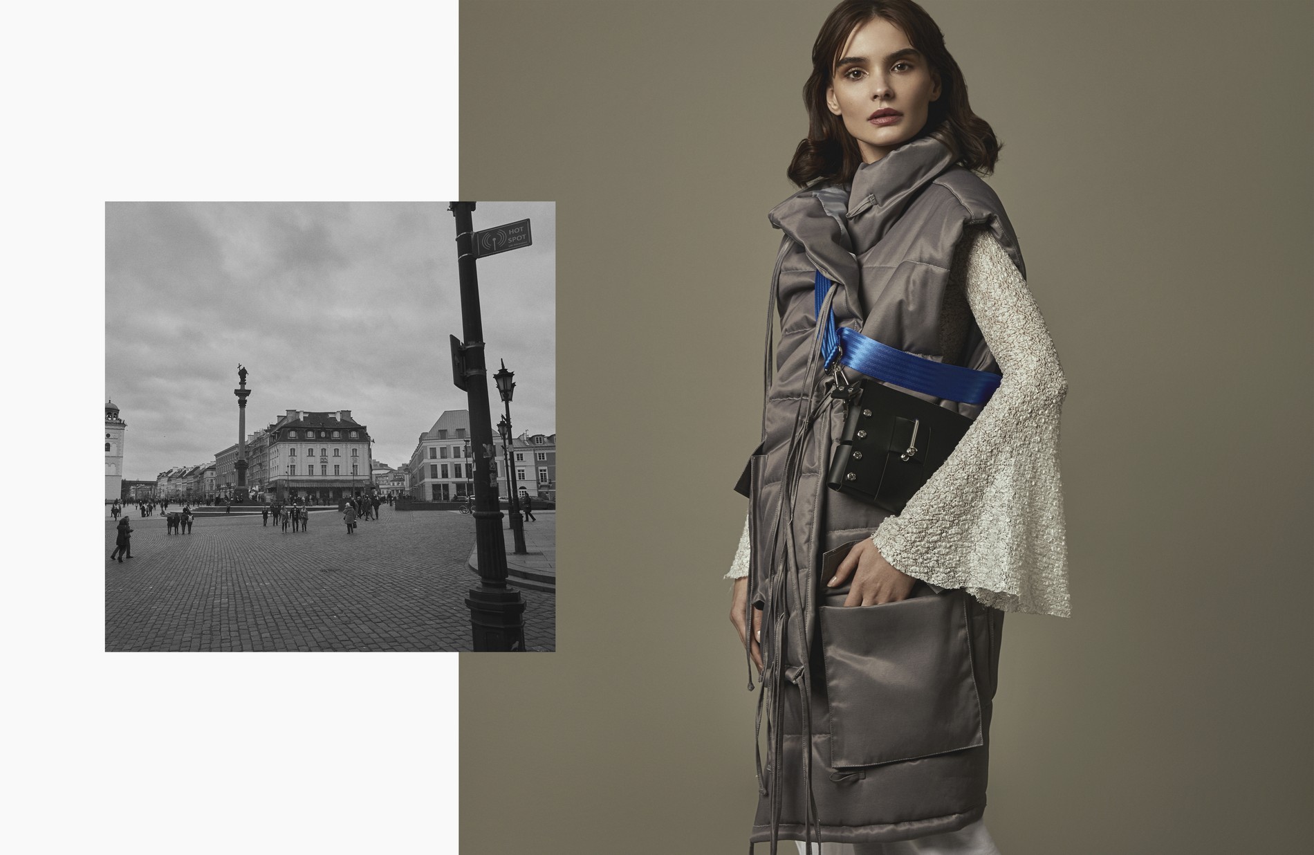 Puff vest, blouse, pants, bag KPODODNOU