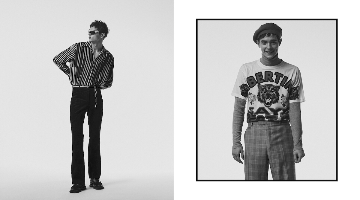 Слева: Sunglasses NIKE; Shirt RAG&BONE; Pants MAISON MARGIELA; Shoes ALBERTO PREMI. Справа: Hat KANGOL; Turtleneck AMI Alexandre Mattussi; T-shirt LIBERTY NYC; TIGER OF SWEDEN.