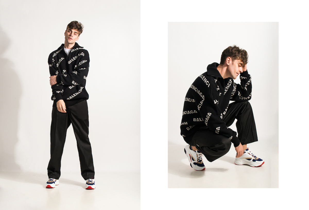 Серафино Balenciaga, брюки Prada, кроссовки Dior