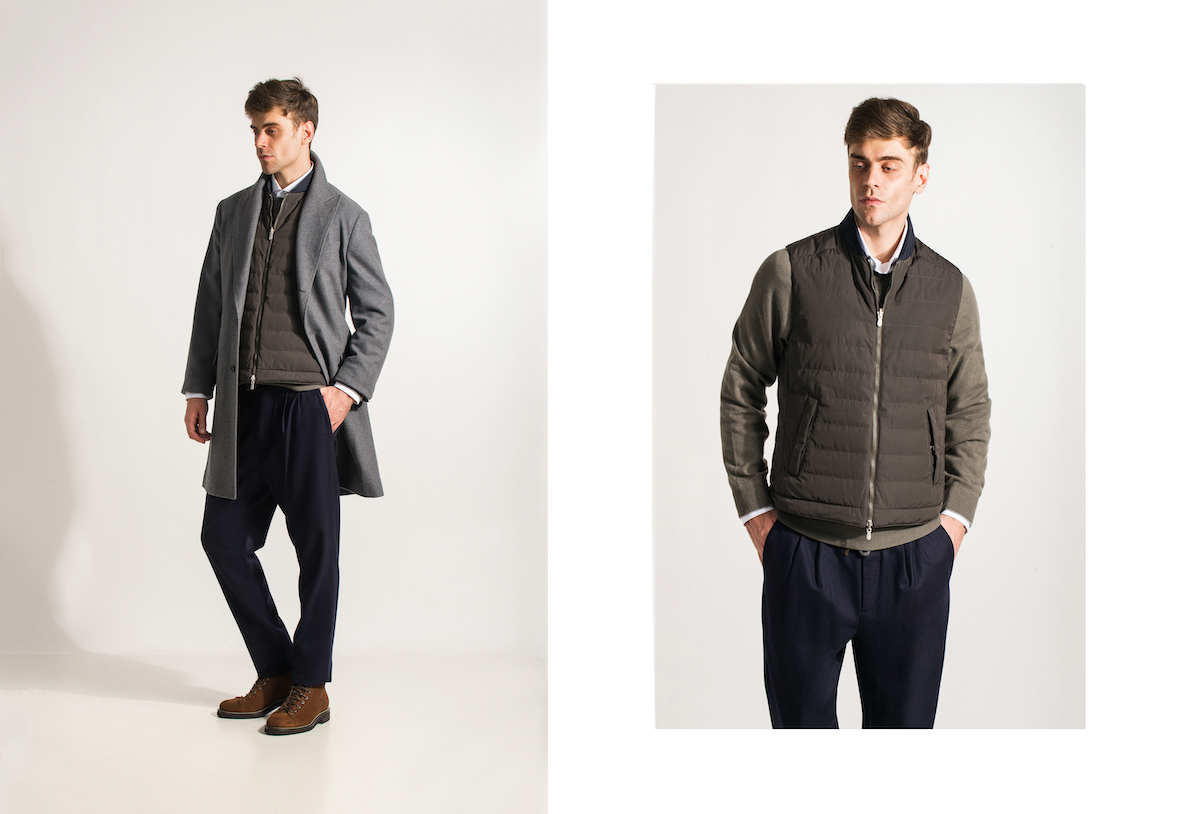 Рубашка, свитшот, брюки, жилет, ботинки и пальто – Brunello Cucinelli