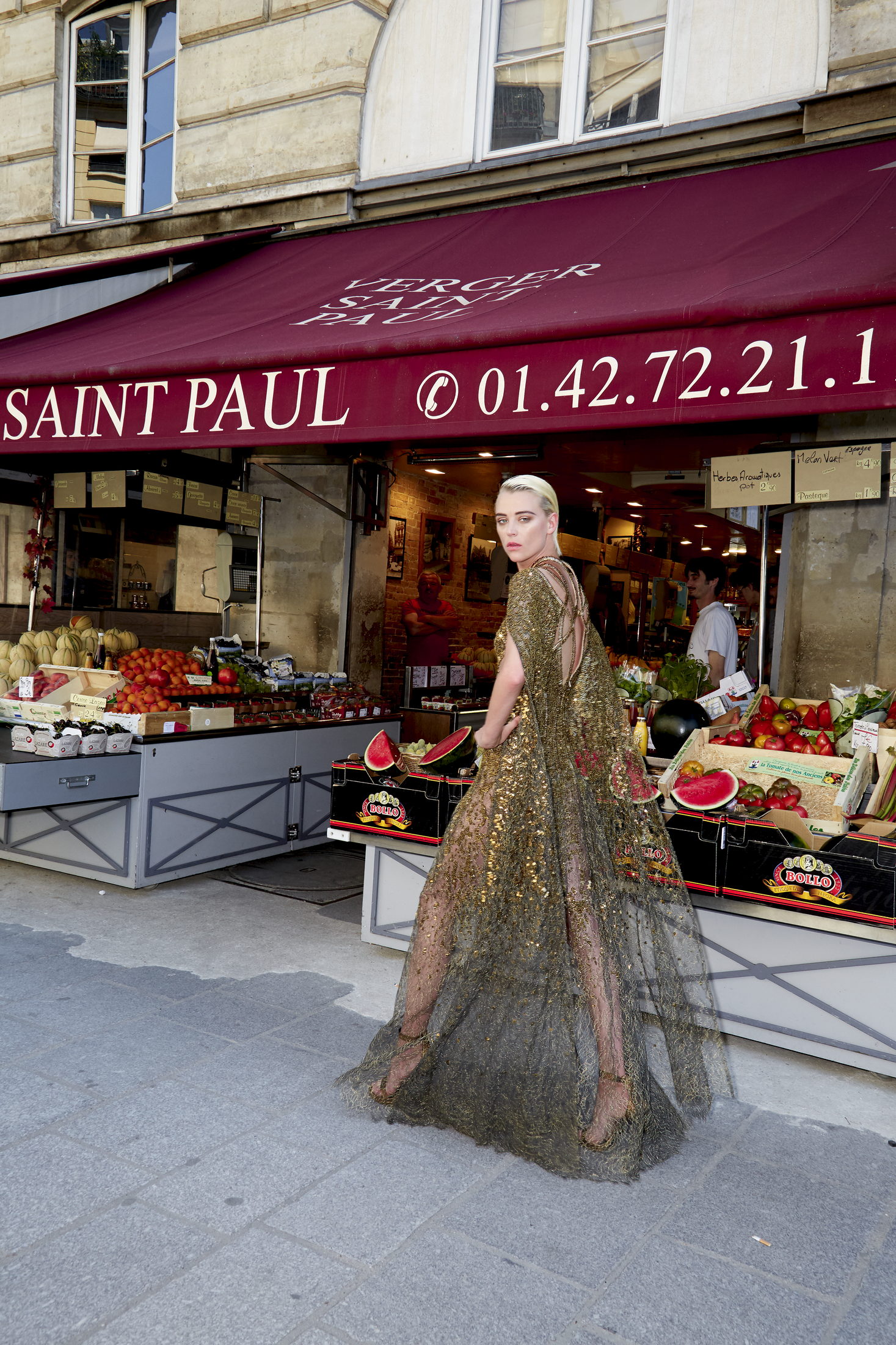 Платье, кожаные туфли, Atelier Versace 