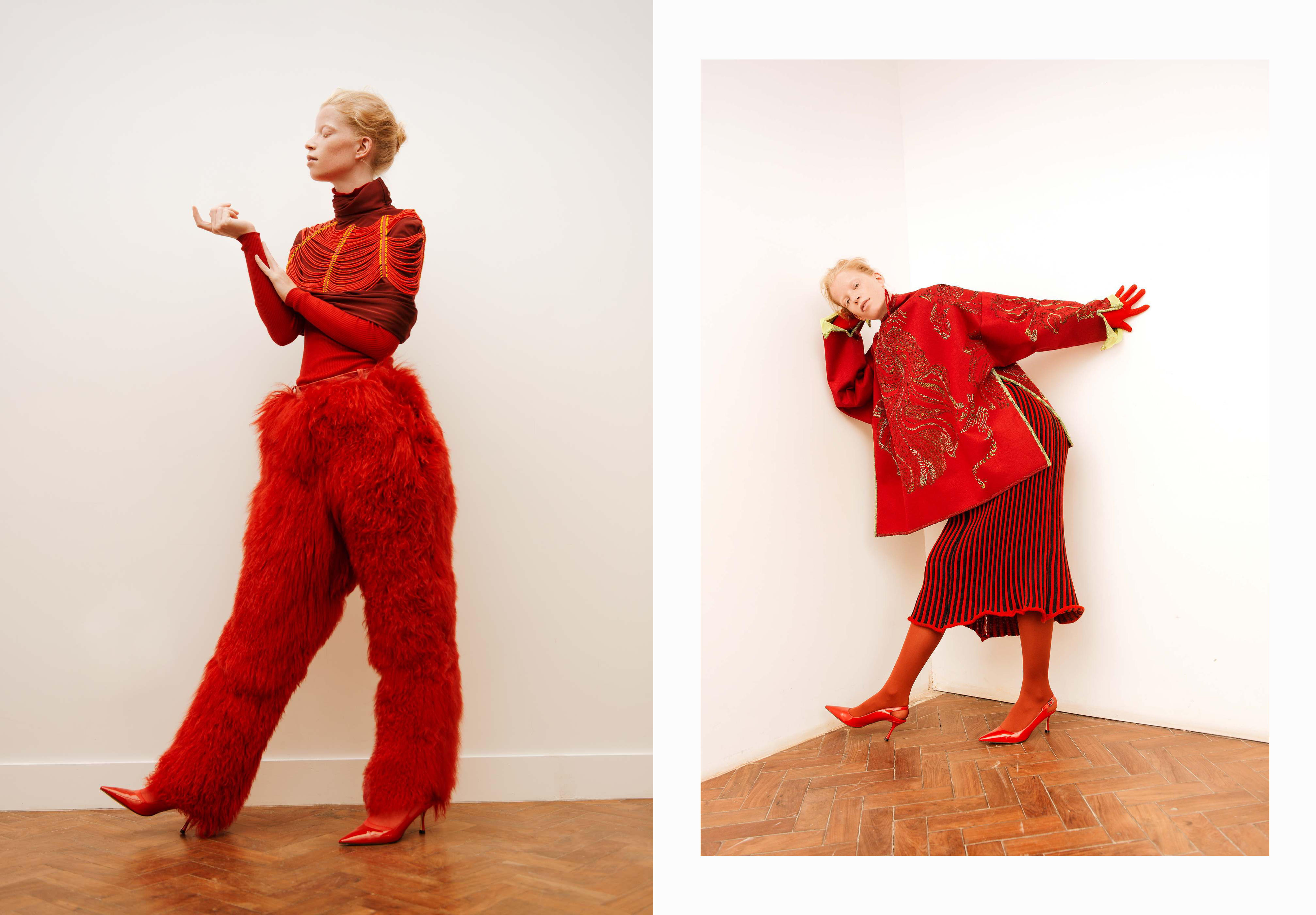 Топ -&nbsp;Frankie Dean at Fashion Crossover London, платье - Korlekie, свитер -&nbsp;Max Mara, колготки -&nbsp;Falke, перчатки -&nbsp;Boehny, обувь - Tara Jarmon, украшения &ndash; &nbsp;Katrina Wilson produced by Rahab Kenana, гольф &ndash; Monika Jauneikaite at Fashion Crossover London, брюки &ndash; Michael Hone