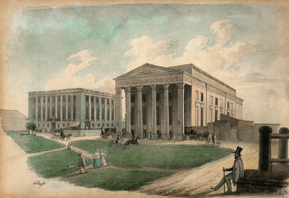 Одесский городской театр, архитектор Тома де Томон (акварель Андреаса Хинца)