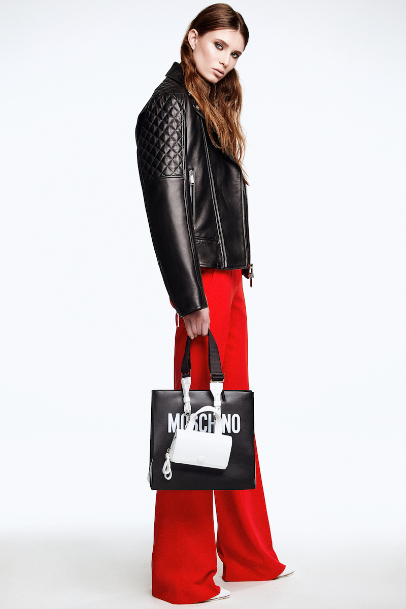  Куртка Dsquared, брюки Moschino, сумка Moschino, сумка Bagpack, туфли My25 