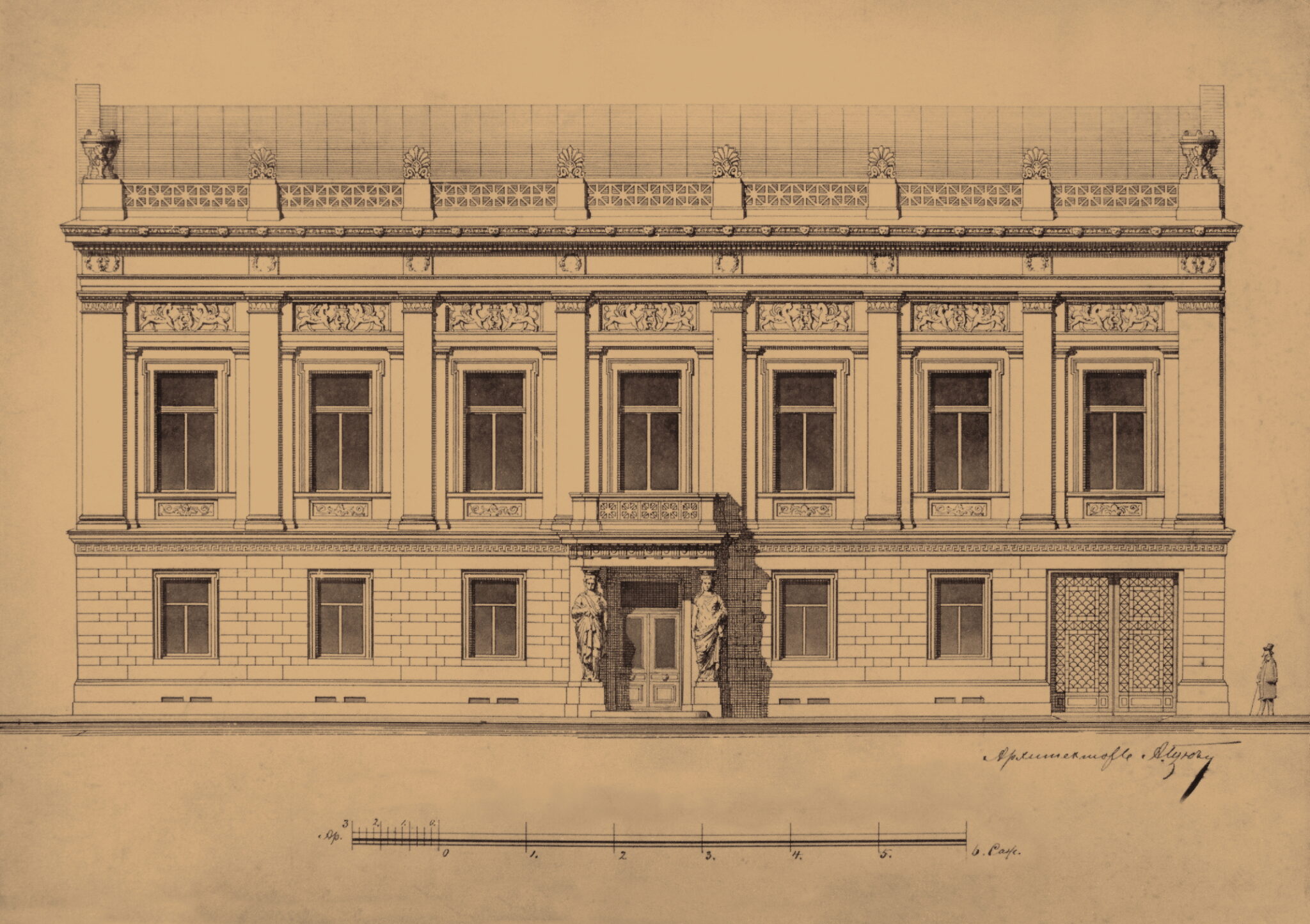 Креслення фасаду маєтку 