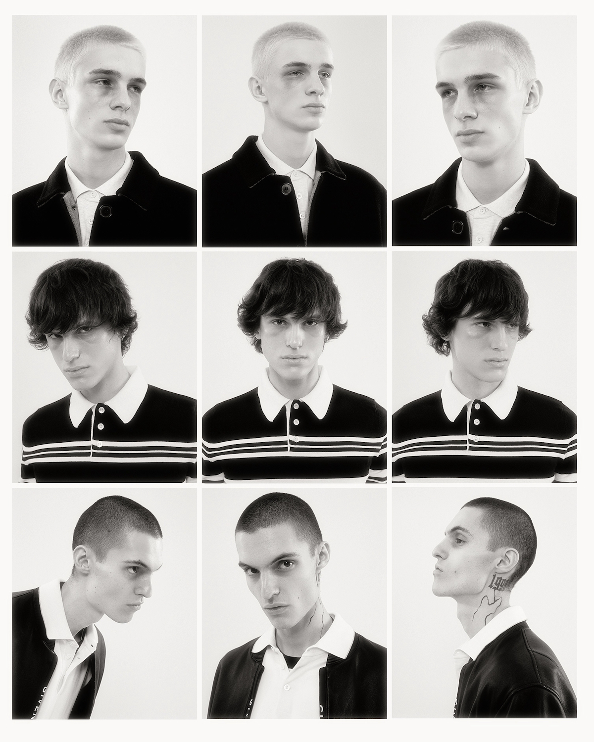 На Саше: куртка Loewe, поло Brunello Cucinelli, на Николае: поло Il Borgo, на Валере: поло Brunello Cucinelli, куртка Givenchy 