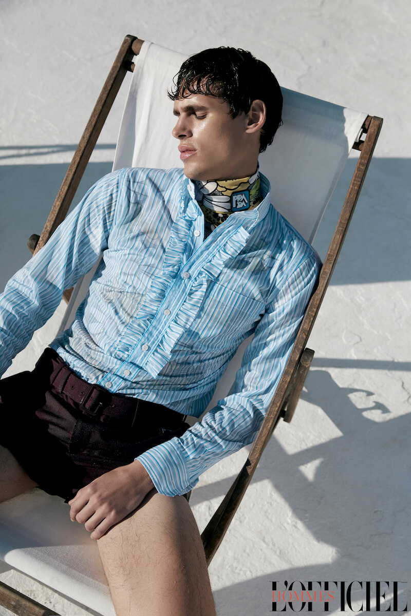 Водолазка, сорочка, шорты – Prada