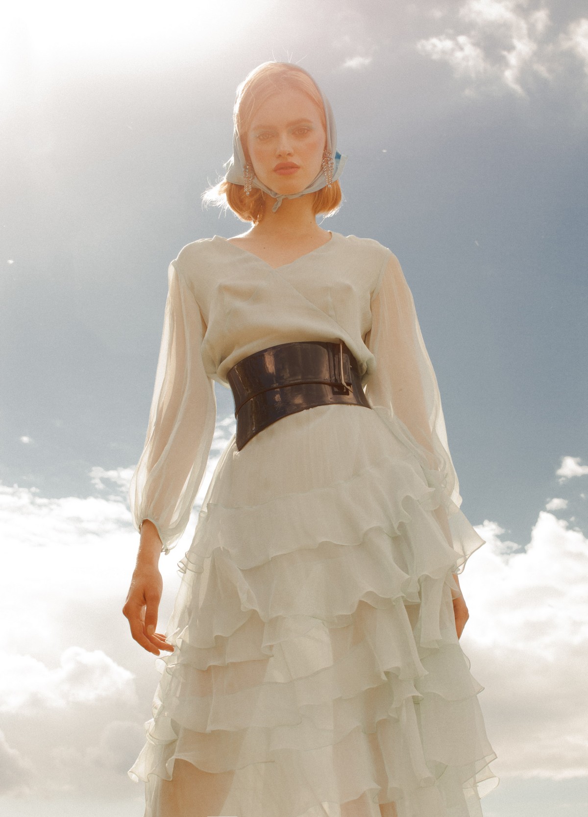 Платье, пояс - Elena Reva, платок - винтаж, серьги - Roman Lazar