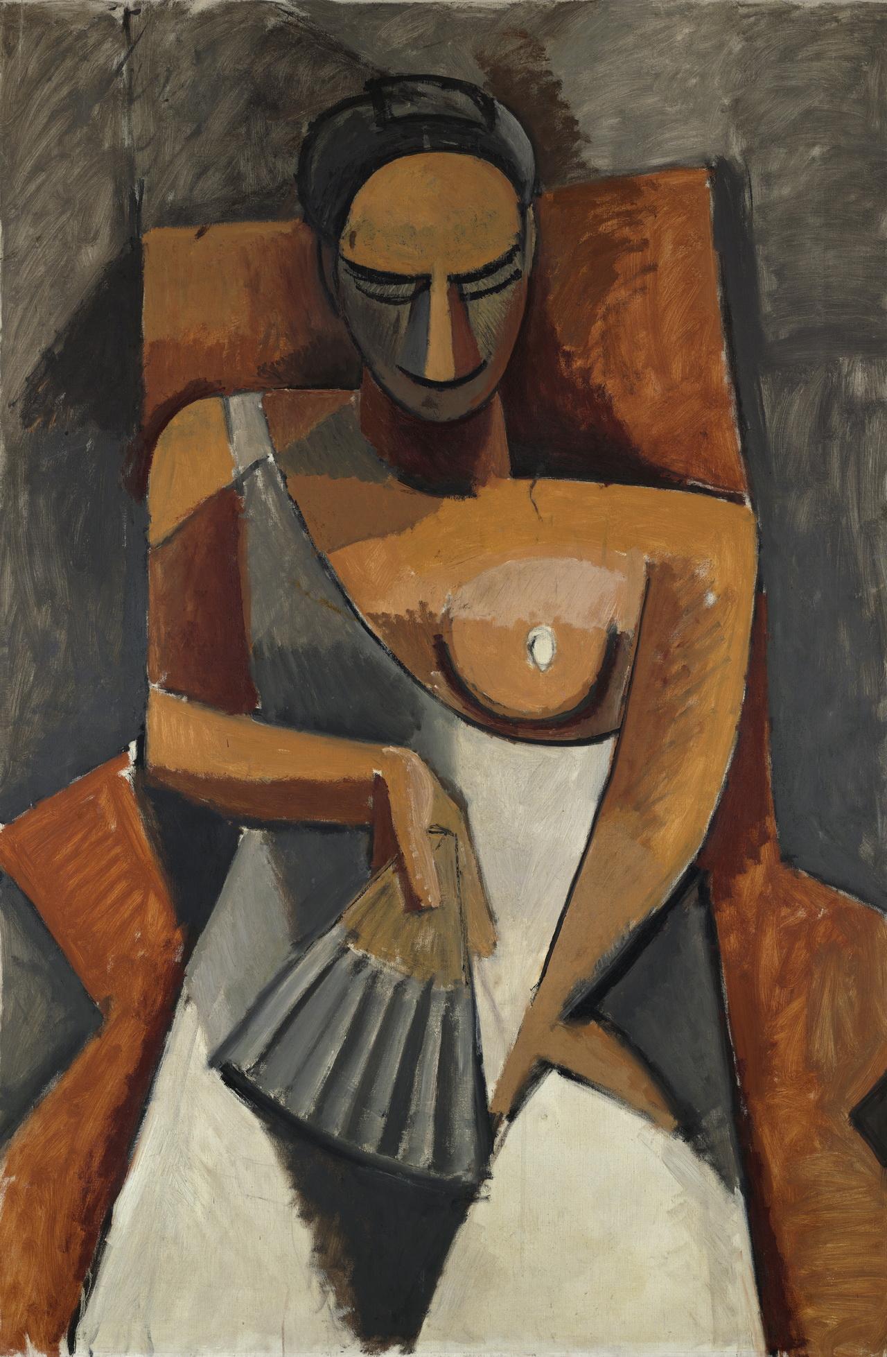 ПАБЛО РУИС ПИКАССО «ЖЕНЩИНА С ВЕЕРОМ», 1907