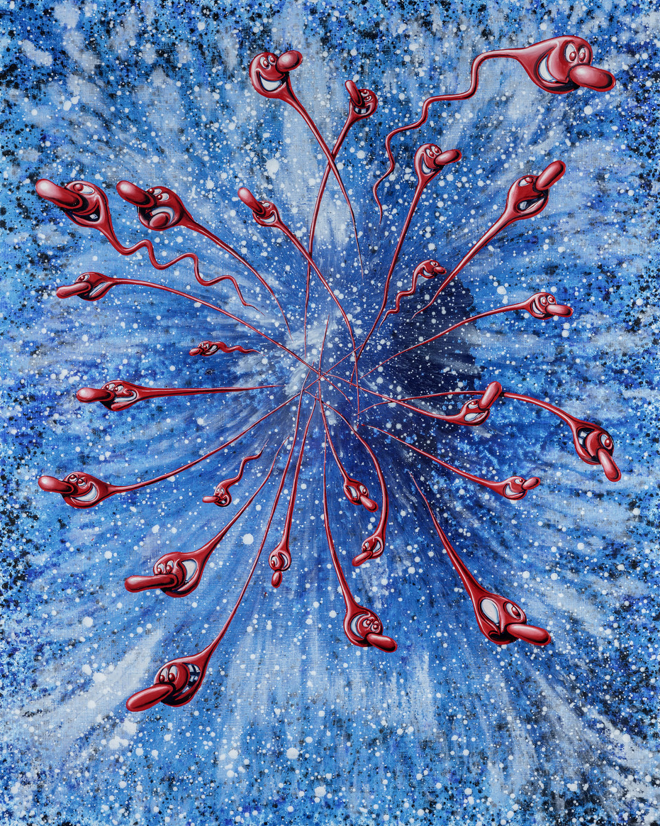 Кенни Шарф. «В начале» (2019) 152,4 × 121,9 см, холст, масло, акрил, алмазная пыль