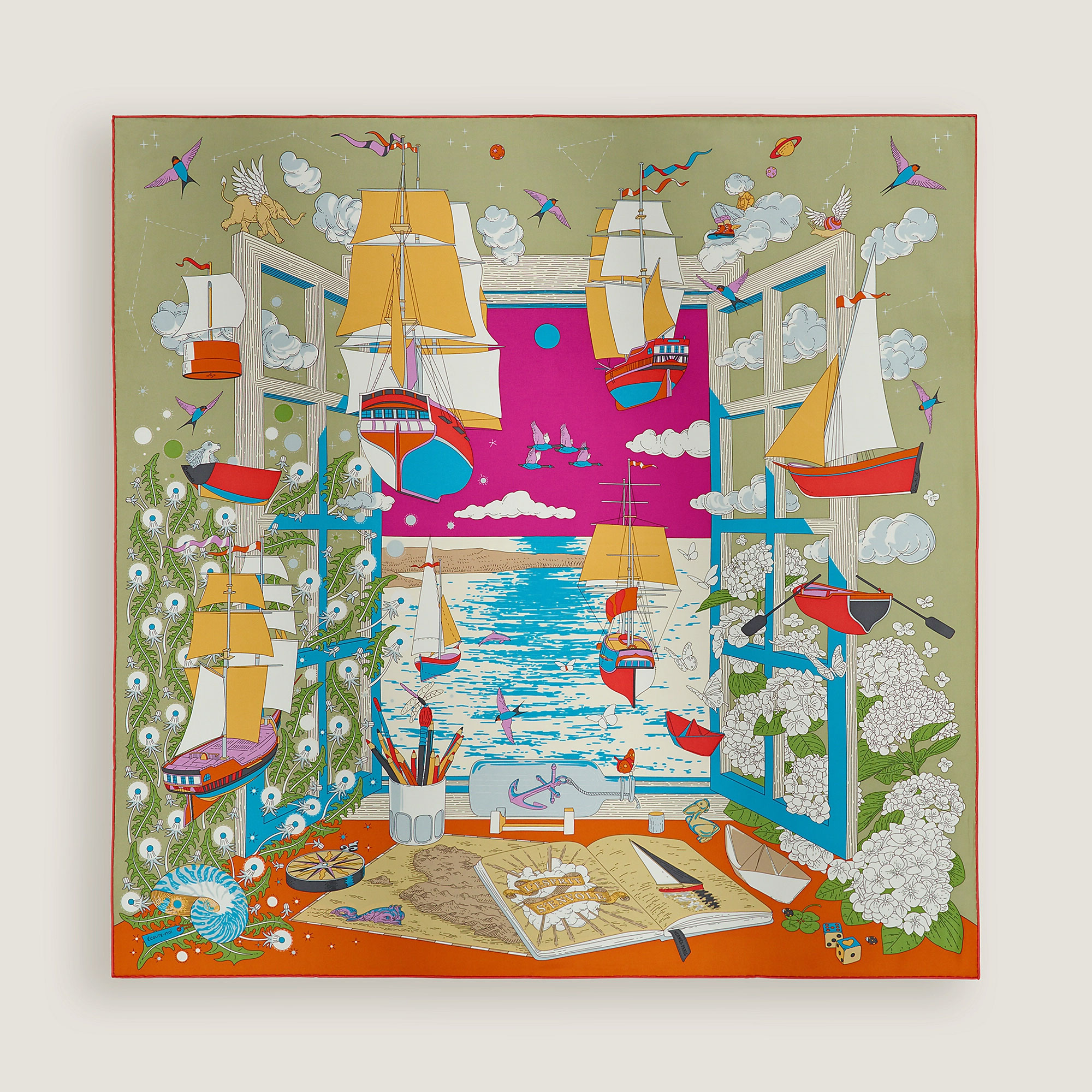 © HERMÈS, DIMITRI RYBALTCHENKO. Хустка L'Esprit s’Envole, Hermès
