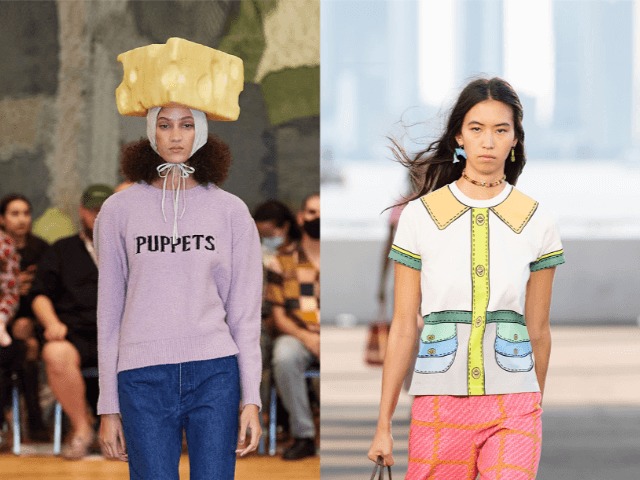 Сырные шляпы, психоделический гламур и гранж: Необычные образы с Недели моды в Нью-Йорке