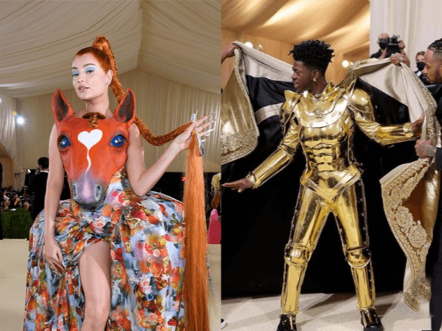 Неоновые роботы, золотые доспехи, кони, одеяла и тонны тюля: Лучшие образы с красной дорожки Met Gala