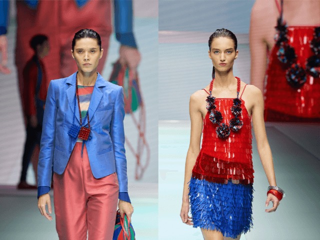 Деревянные бусы, картографические рубашки и лоскутный деним: Emporio Armani представили новую коллекцию