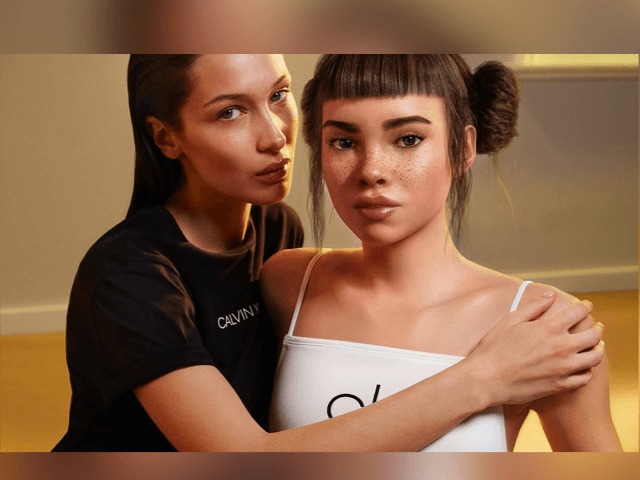 Белла Хадид и первая в мире виртуальная модель целуются в рекламной кампании Calvin Klein