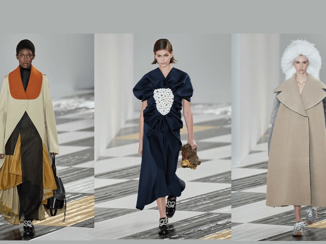 Платья с керамическими скульптурами художника Такуро Куваты в коллекции Loewe