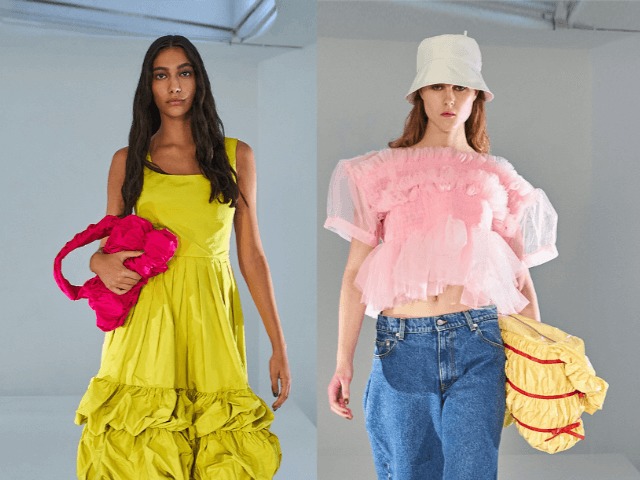 Мужские балетки, неоновые свитеры и платья-бомберы в коллекции Molly Goddard