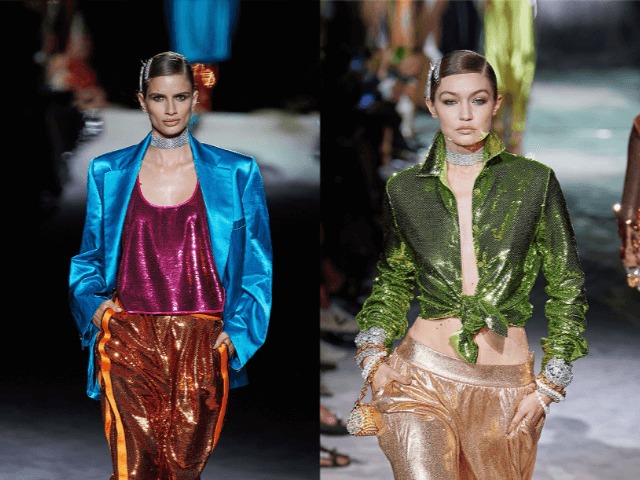 Неоновые блестки и спортивная форма из атласа: Том Форд представил яркую весеннюю коллекцию 