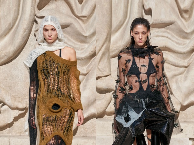 Доспехи, кутюрные бомберы и золотые костюмы в весенней коллекции Rick Owens